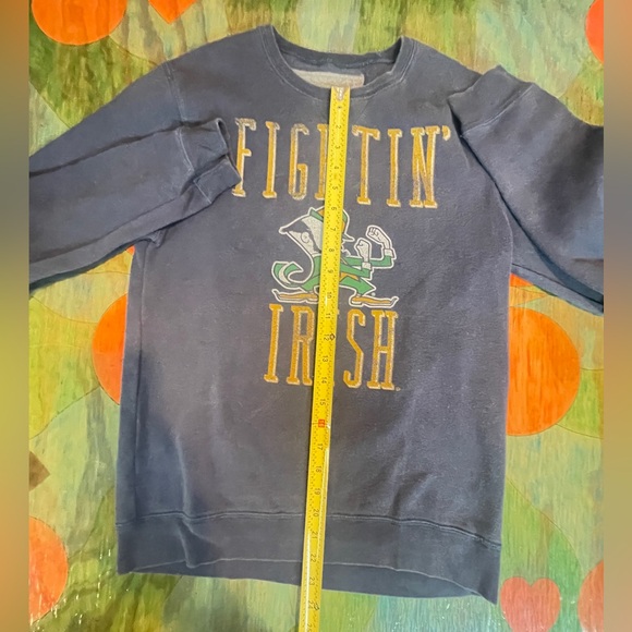 University T Notre Dame Sweatshirt Long Sleeve Fighting Irish Blue Green Small. - Picture 6 of 7